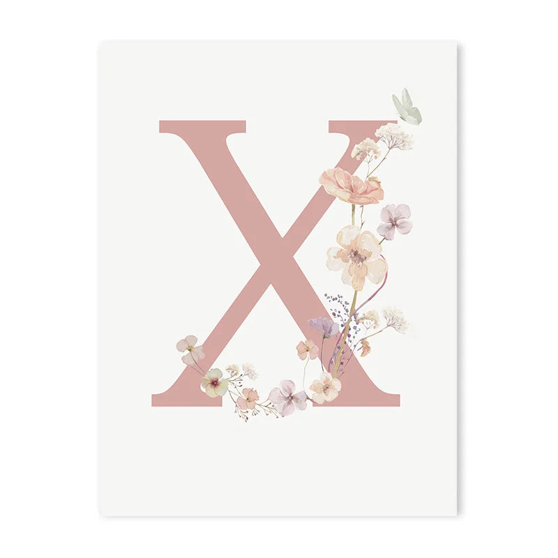 Personalized Pink Floral Nursery Wall Art - X / 50x70cm No Frame - Posters