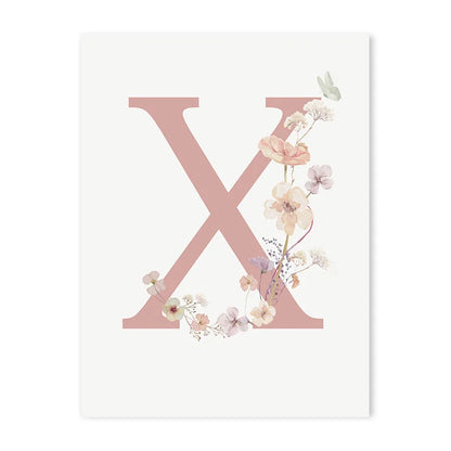 Personalized Pink Floral Nursery Wall Art - X / 50x70cm No Frame - Posters
