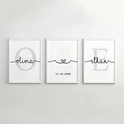Personalized Set of 3 Custom Name Wall Art - Posters
