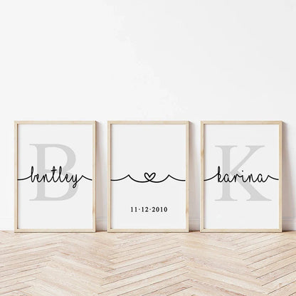 Personalized Set of 3 Custom Name Wall Art - Posters