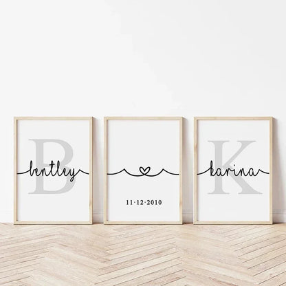 Personalized Set of 3 Custom Name Wall Art - Posters