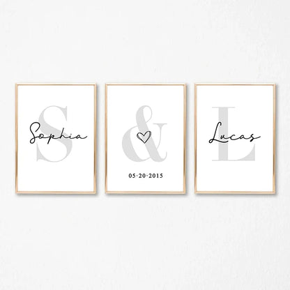 Personalized Set of 3 Custom Name Wall Art - Posters