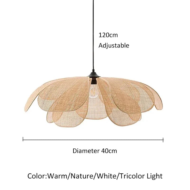 Petal Rattan Woven Pendant Light, 3-Color LED - Decorbites