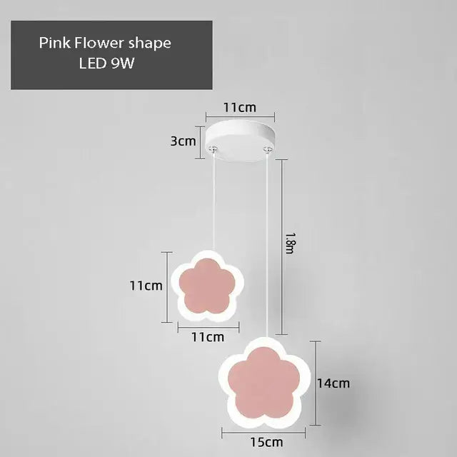 Pink and gray heart blossom butterfly led chandelier featuring a pink flower-shaped led pendant light with soft petals