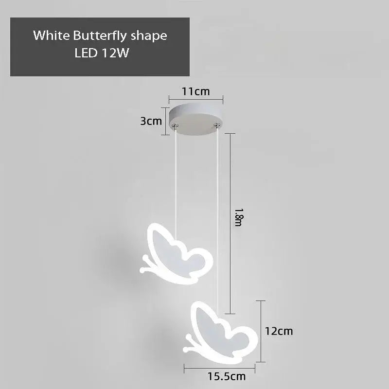 White butterfly-shaped led pendant light with sleek modern design and 12w power for heart blossom butterfly chandelier