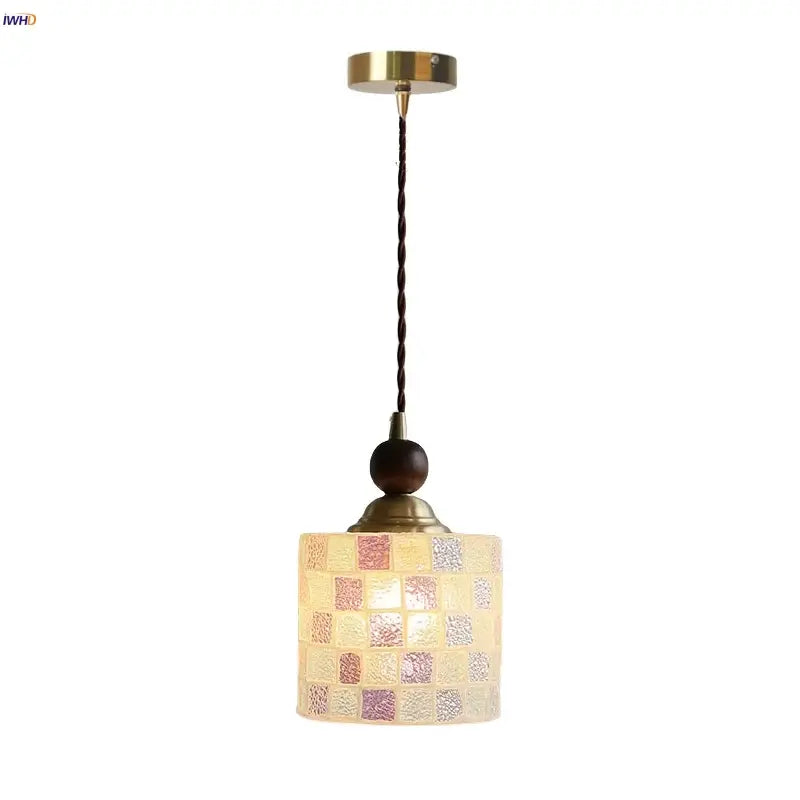 Pink and lavender mosaic glass ball led pendant light with warm-toned square tiles for kitchen decorbites glass ball pendant lights