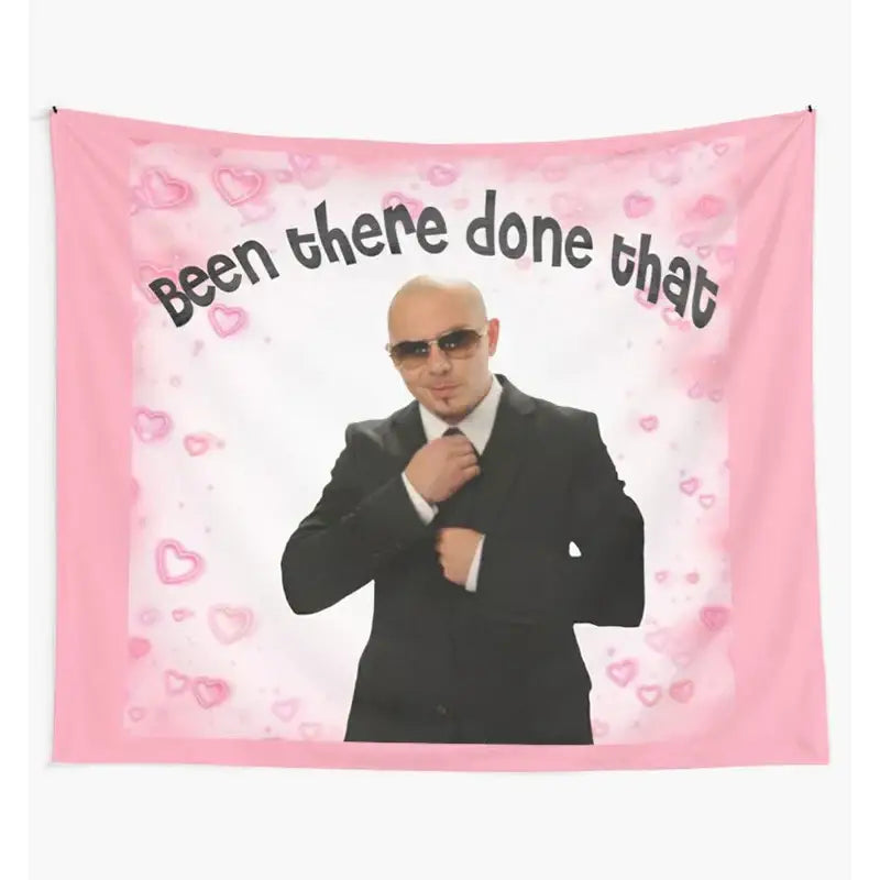 Pink and purple bulldog fun tapestry bedroom wall hanging featuring a man in black suit decorbites bulldog fun