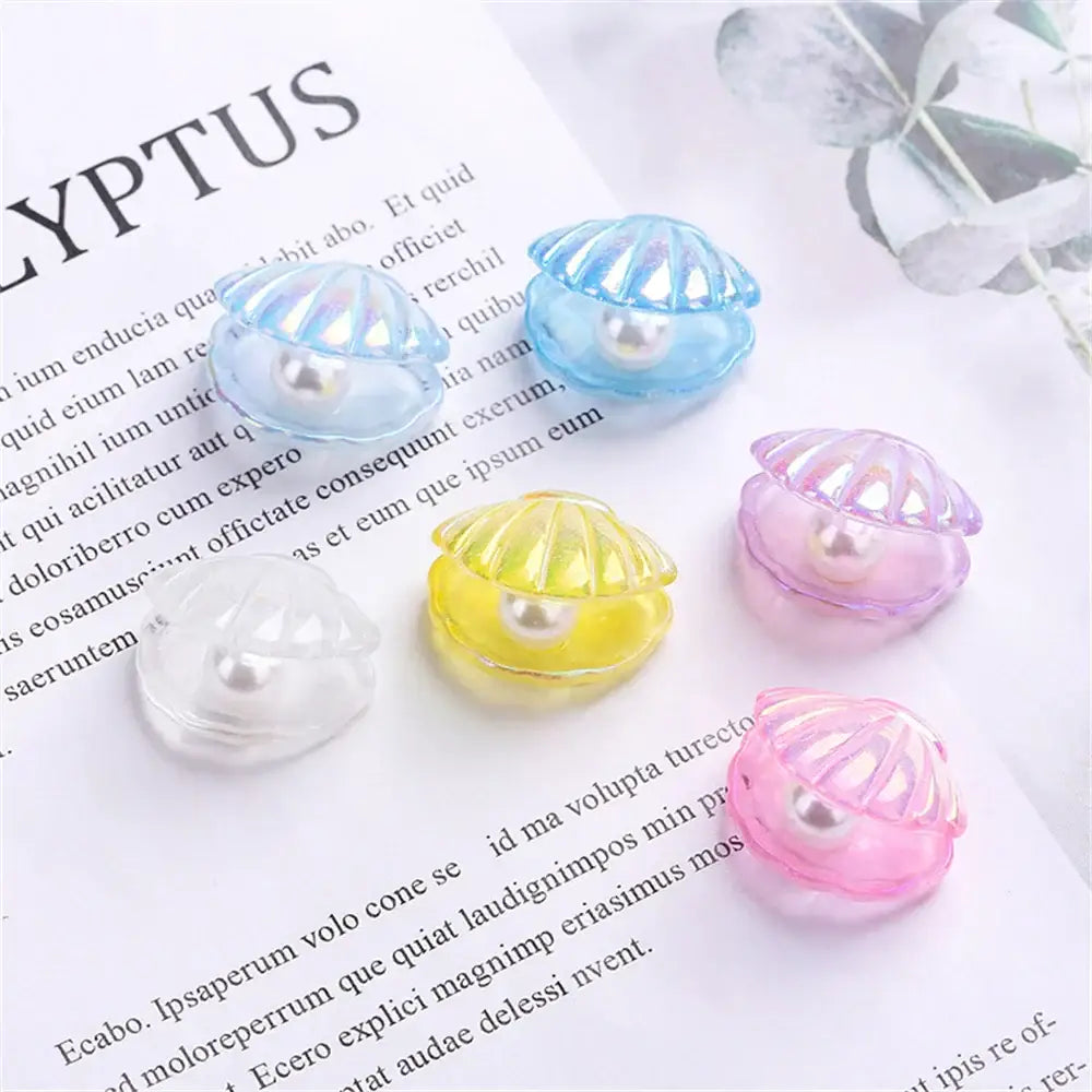 Pink and white decorbites colorful plated seashells bedroom decor with translucent shell-shaped charms and embedded pearls