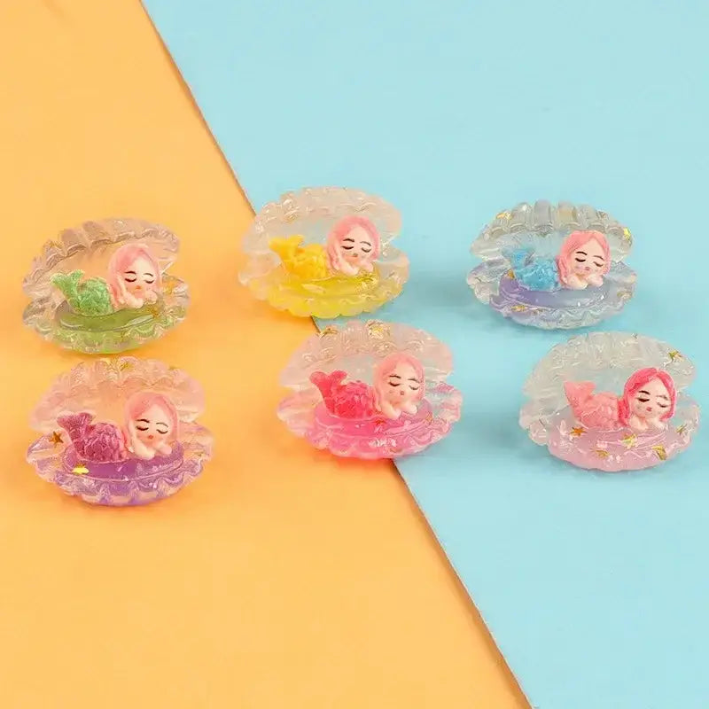 Pink and white mermaid colorful plated seashells bedroom decor featuring decorbites colorful resin figurines in shell holders