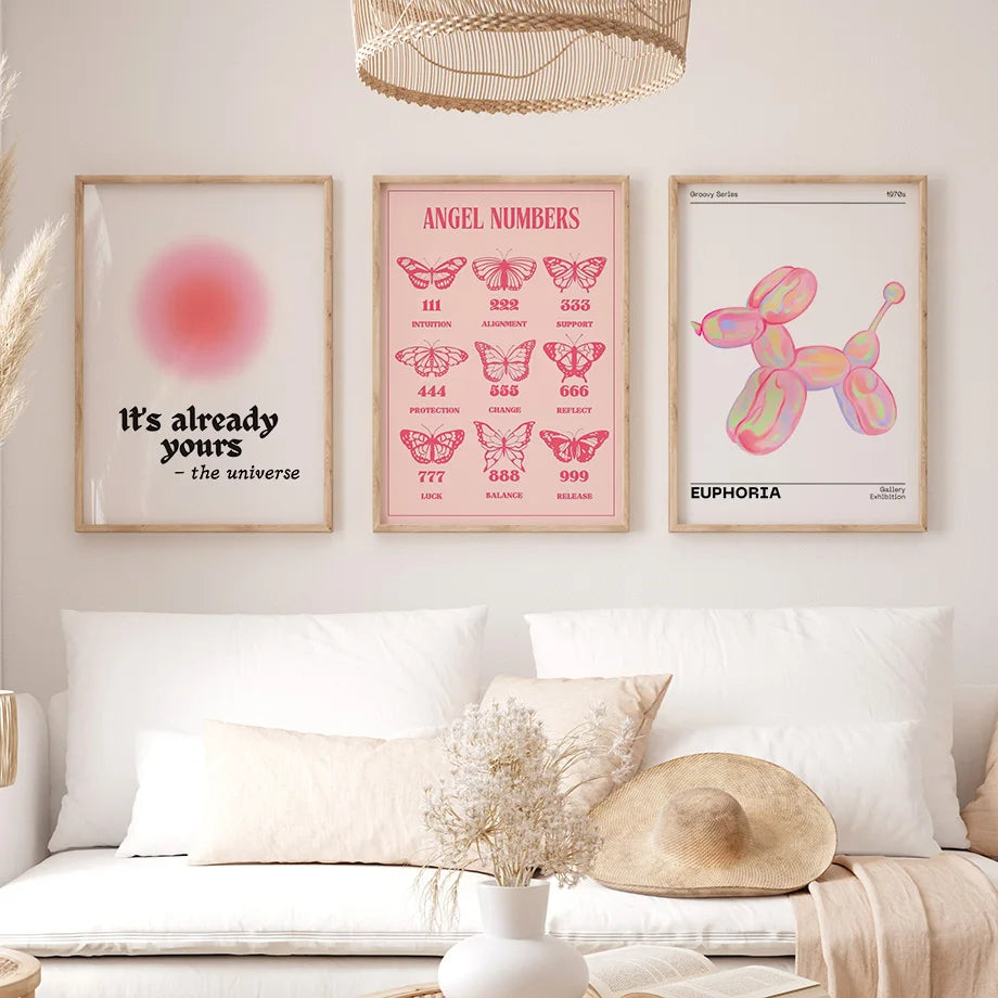 Pink Angel Number Poster - Gallery Wall Art