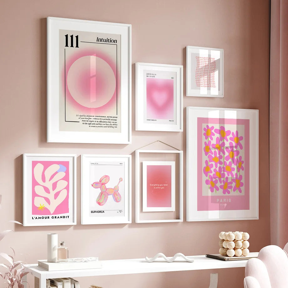 Pink Angel Number Poster - Gallery Wall Art - Posters