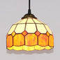 Pink/Blue/Orange Stained Glass Hemisphere Pendant Light - Tiffany-Style Suspension Lamp