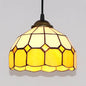 Pink/Blue/Orange Stained Glass Hemisphere Pendant Light - Tiffany-Style Suspension Lamp