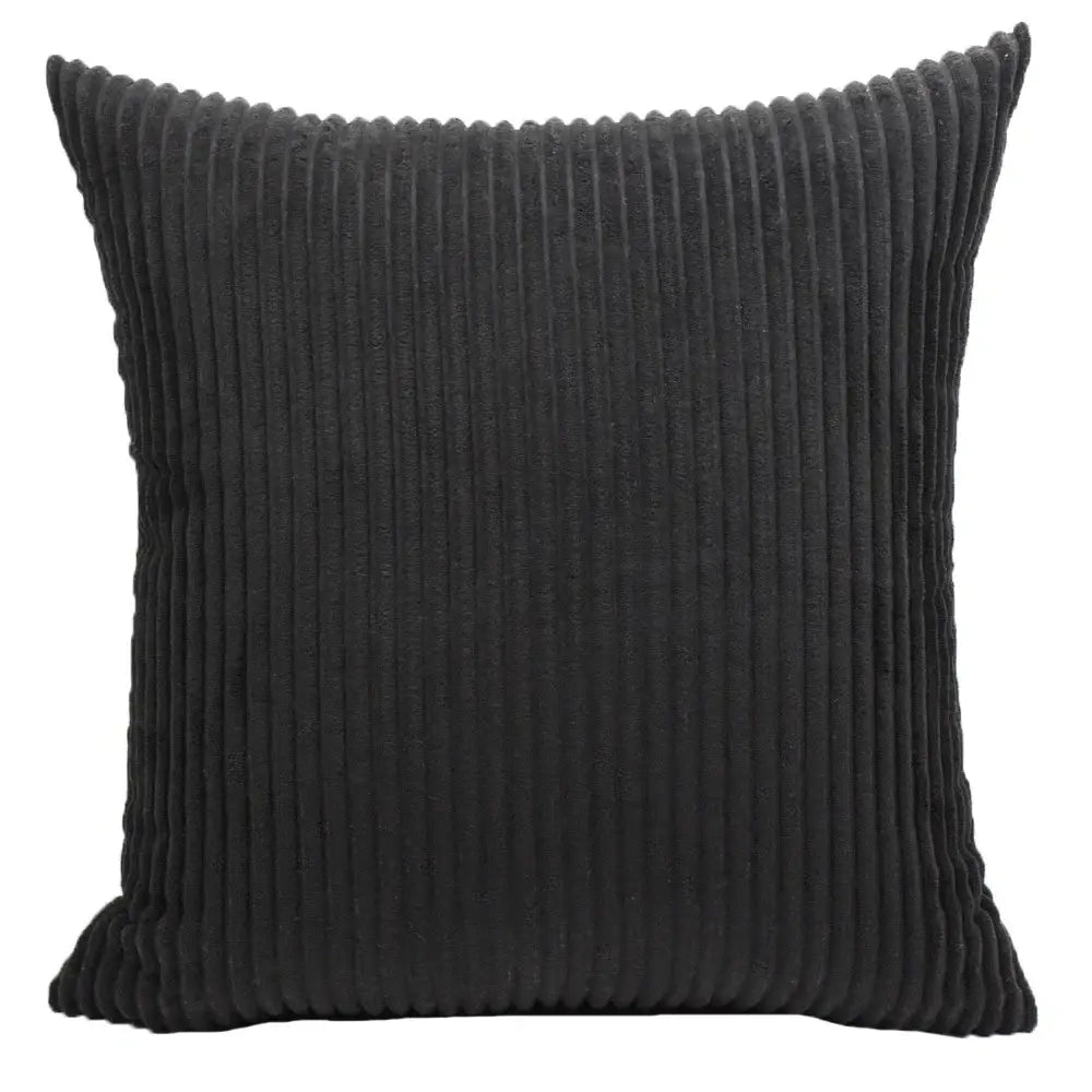 Black corduroy pillow with plush ribbed texture as part of decorbites corduroy pillow cover living room decor