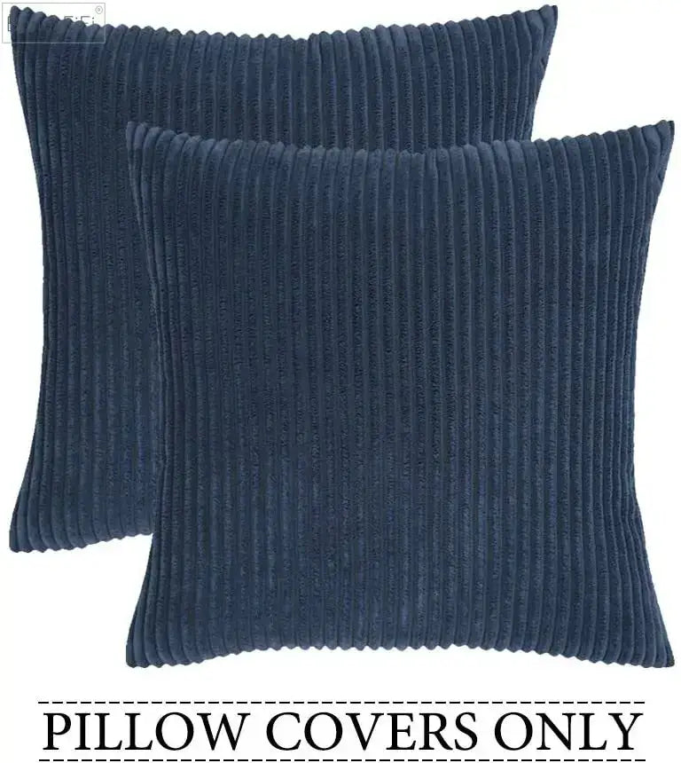 Navy blue corduroy pillow cover with ribbed texture by decorbites corduroy pillow for stylish living room decor