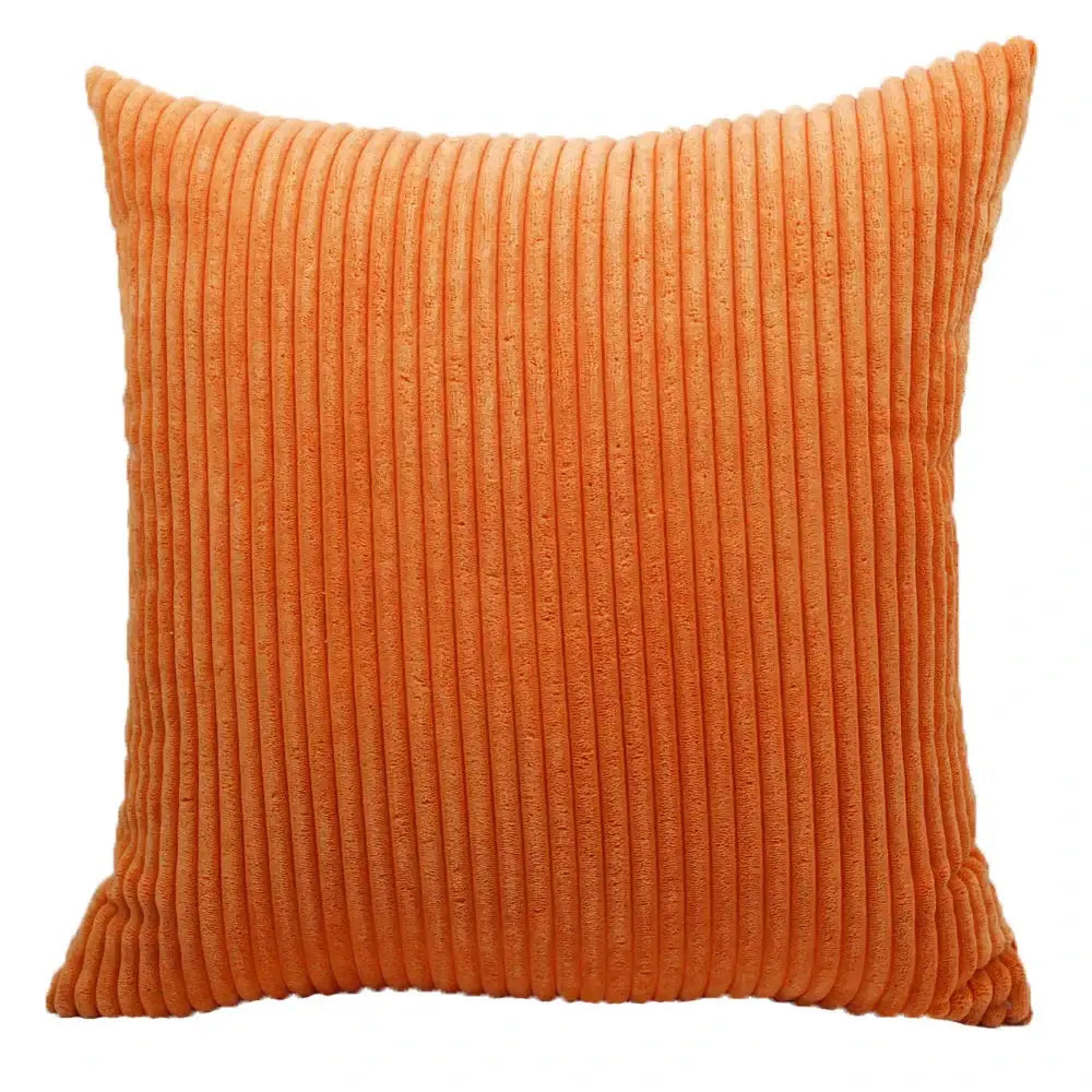 Orange corduroy throw pillow with vertical ribbed texture for living room decorbites corduroy pillow cover