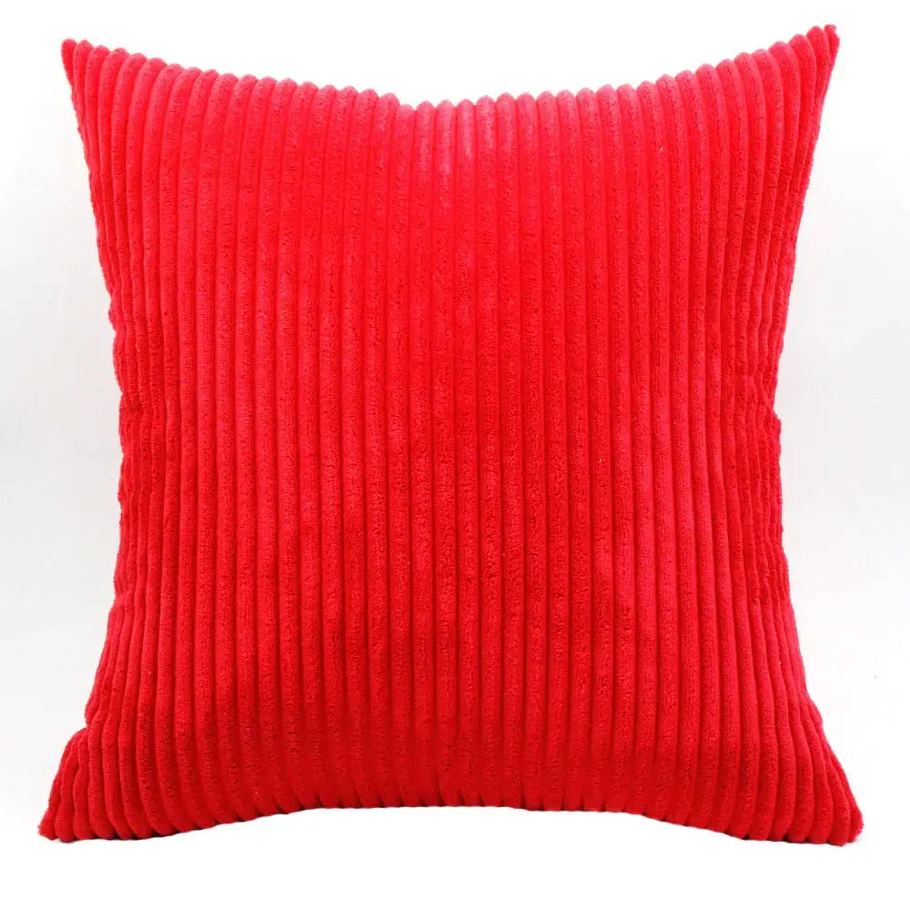 Vibrant red corduroy pillow with distinct vertical ridges as decorbites corduroy pillow cover for living room decor