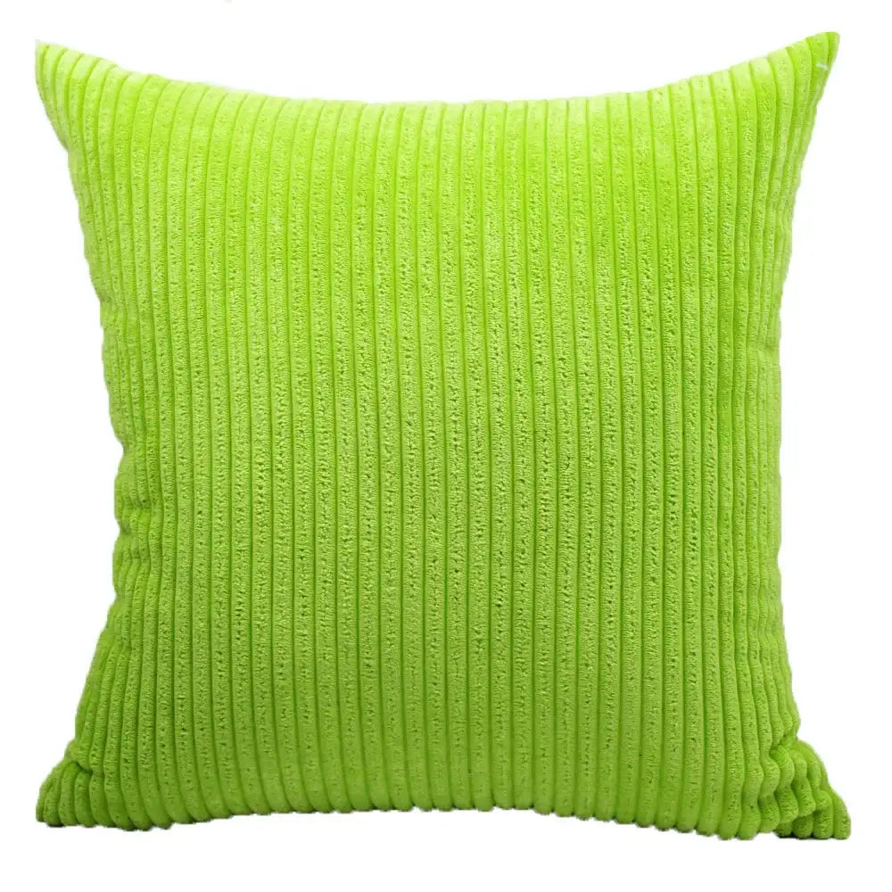 Vibrant lime green decorbites corduroy pillow with vertical ribs and pink and blue striped corduroy pillow cover decorbites corduroy