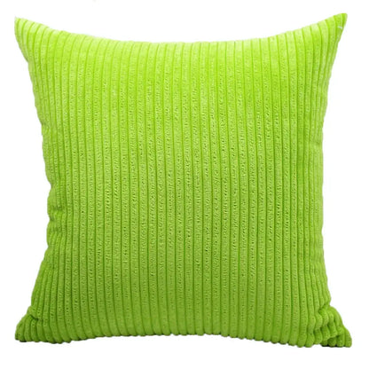 Vibrant lime green decorbites corduroy pillow with vertical ribs and pink and blue striped corduroy pillow cover decorbites corduroy