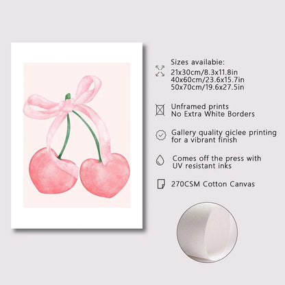 Pink Bows Wall Art Set - 3 Pieces