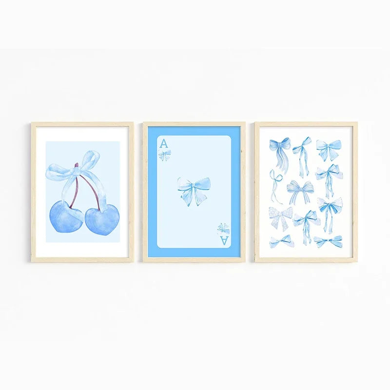 Pink Bows Wall Art Set - 3 Pieces