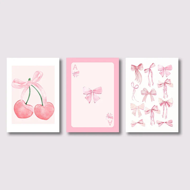 Pink Bows Wall Art Set - 3 Pieces - CJ50170-3PCS / 50x70cm no frame