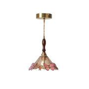 Pink butterfly glass led pendant light with brass finish and wooden accent for bedroom decorbites butterfly glass decor