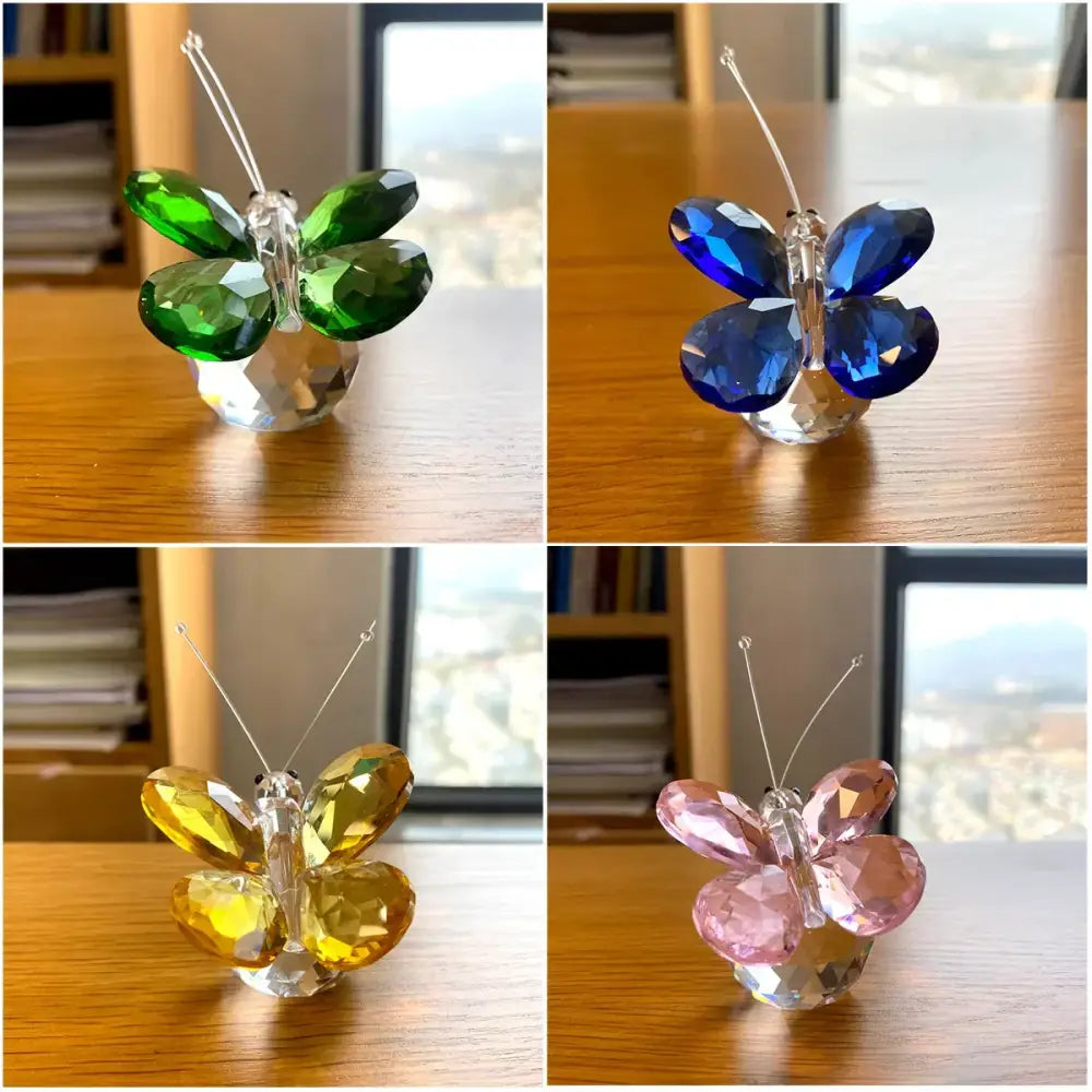 Pink and clear crystal butterfly figurine with faceted wings on a clear base decorbites crystal butterfly bedroom decor