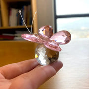 Delicate pink and clear crystal butterfly figurine with faceted wings and slender antennae for bedroom decorbites decor