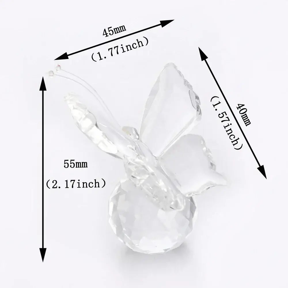 Clear pink and clear crystal butterfly figurine with faceted wings and multifaceted base for bedroom decorbites decor