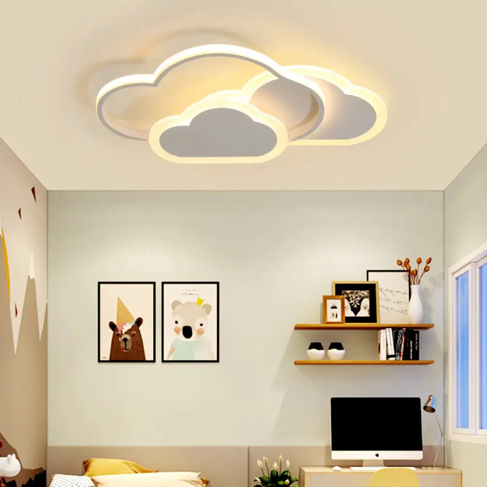 DecorBites™ DecorBites™ Pink Cloud LED Flush Light for Girls' Bedroom Ceiling - Cute Acrylic Cartoon Design