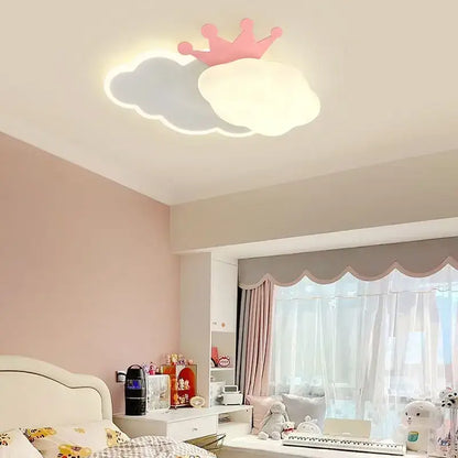 Pink crown cream clouds rainbow ceiling lamp with soft white cloud design for bedroom decor by decorbites cream clouds