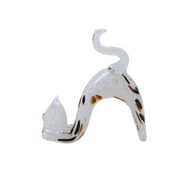 Translucent glass cat figurine with black and brown speckles in an arched pose decorbites crystal cat decorbites crystal cat figurine for living room decor