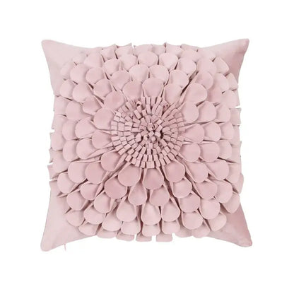 Soft blush pink plush pillowcase with three-dimensional daisy sunflower plush design for bedroom decorbites decor