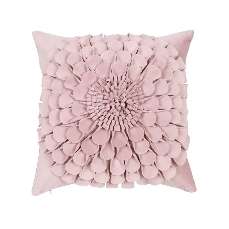 Soft blush pink plush pillowcase with three-dimensional daisy sunflower plush design for bedroom decorbites decor