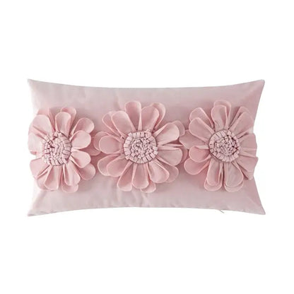 Soft pink plush pillowcase with three dimensional fabric flowers for decorbites daisy sunflower floral cushion cover