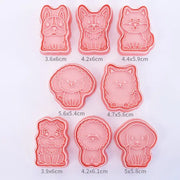 Set of seven pink silicone dog cookie cutters set in various breeds from decorbites 3d dog biscuit molds