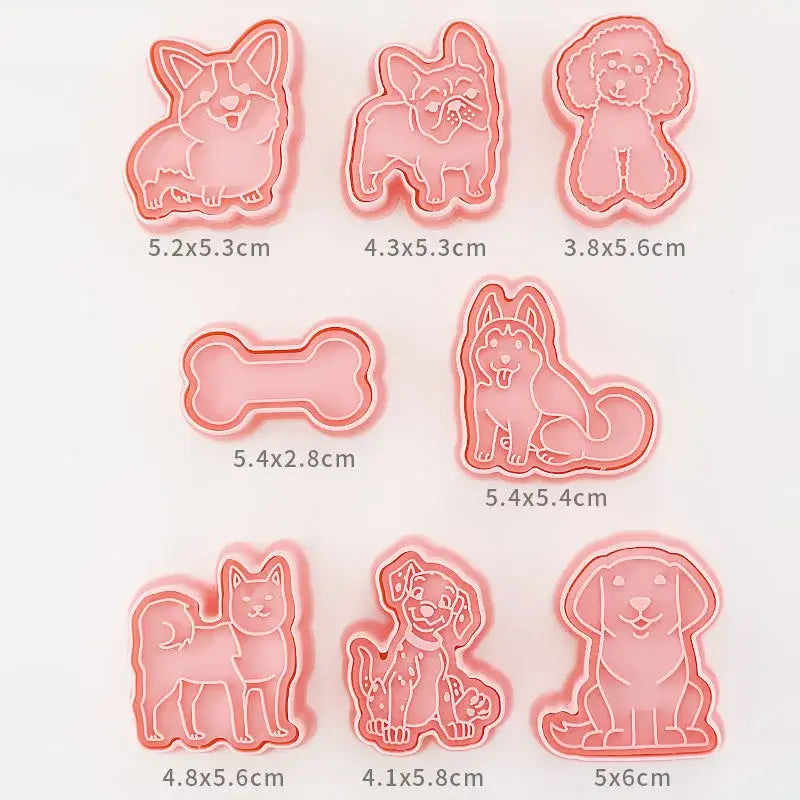 Set of pink silicone dog cookie cutters with bone design decorbites 3d dog cookie cutters set for baking