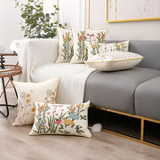 Cream-colored cushion cover with intricate vibrant pink flower farmhouse embroidery for living room decorbites 3d pink decor