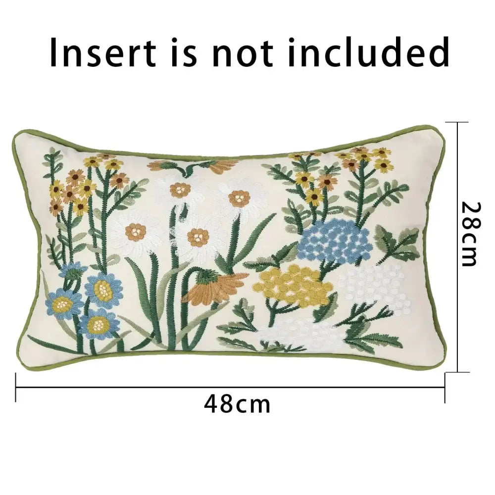 Cream cushion cover with intricate yellow blue green embroidery for pink flower farmhouse living room decorbites 3d pink