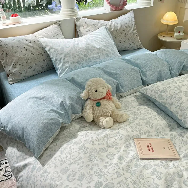 Pink Flowers Duvet Cover Set for Girls and Boys