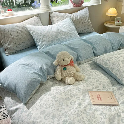 Pink Flowers Duvet Cover Set for Girls and Boys