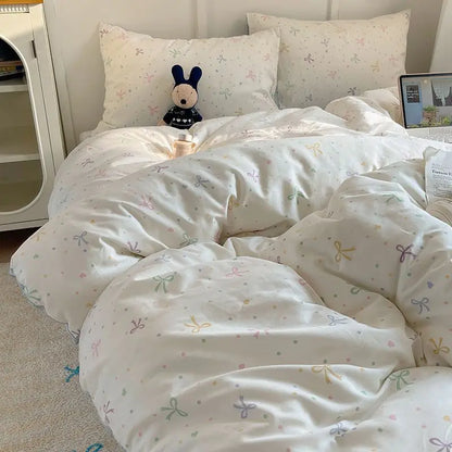 Pink Flowers Duvet Cover Set for Girls and Boys - 14 / set / Double 4pcs 180x220