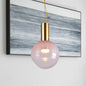 Pink Gradient Glass Ball Suspension Light - Contemporary Gold Ceiling Fixture