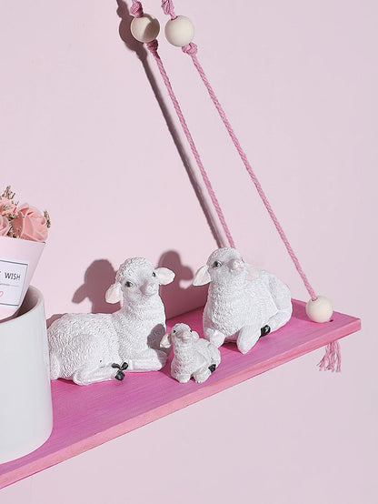 Pink/Green Wooden Wall Shelf for Kids Room