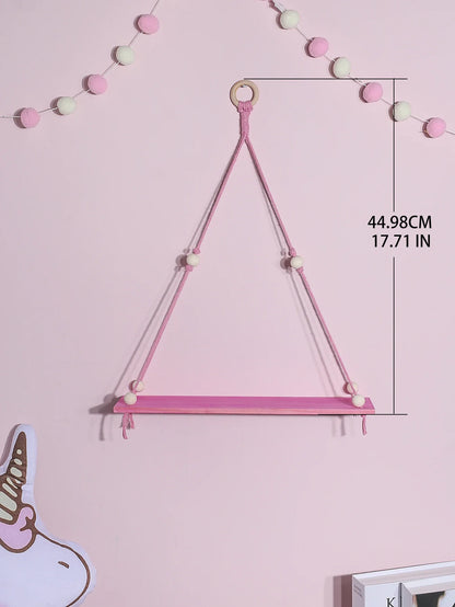 Pink/Green Wooden Wall Shelf for Kids Room