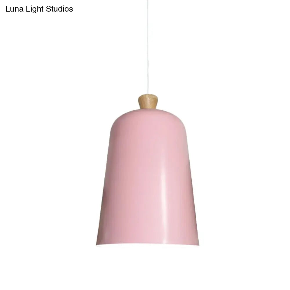 Pink/Grey/Black Bell Pendant Lamp - Modern Style, 1-Bulb Aluminum Ceiling Light for Dining Room