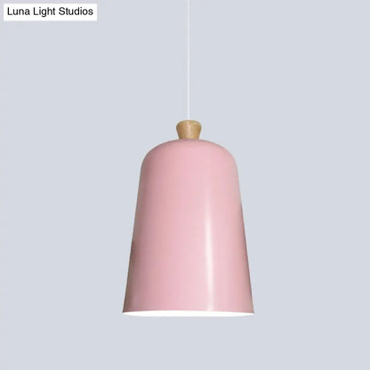 Pink/Grey/Black Bell Pendant Lamp - Modern Style, 1-Bulb Aluminum Ceiling Light for Dining Room