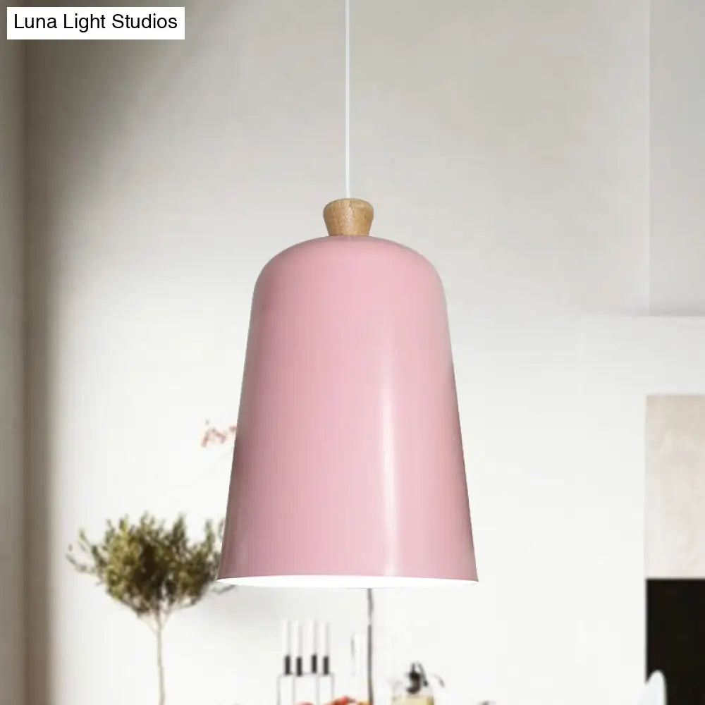 Pink/Grey/Black Bell Pendant Lamp - Modern Style, 1-Bulb Aluminum Ceiling Light for Dining Room