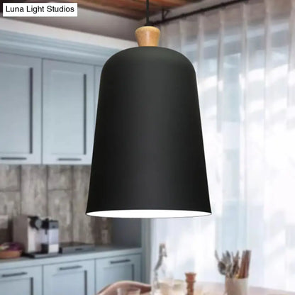 Pink/Grey/Black Bell Pendant Lamp - Modern Style, 1-Bulb Aluminum Ceiling Light for Dining Room